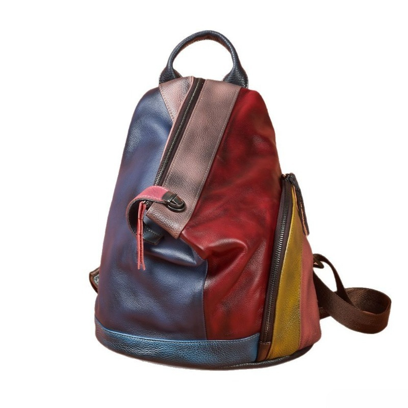 Leather Work Womens Backpack - ヴィンテージ エレガント ワークバックパック 女性用 手作り バーニッシュ加工