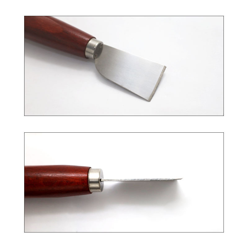 Leatherwork Knives - 新しいDIYレザークラフトツール木製ハンドルステンレス鋼レザーカッティングナイフレザーショベルナイフ革工芸用
