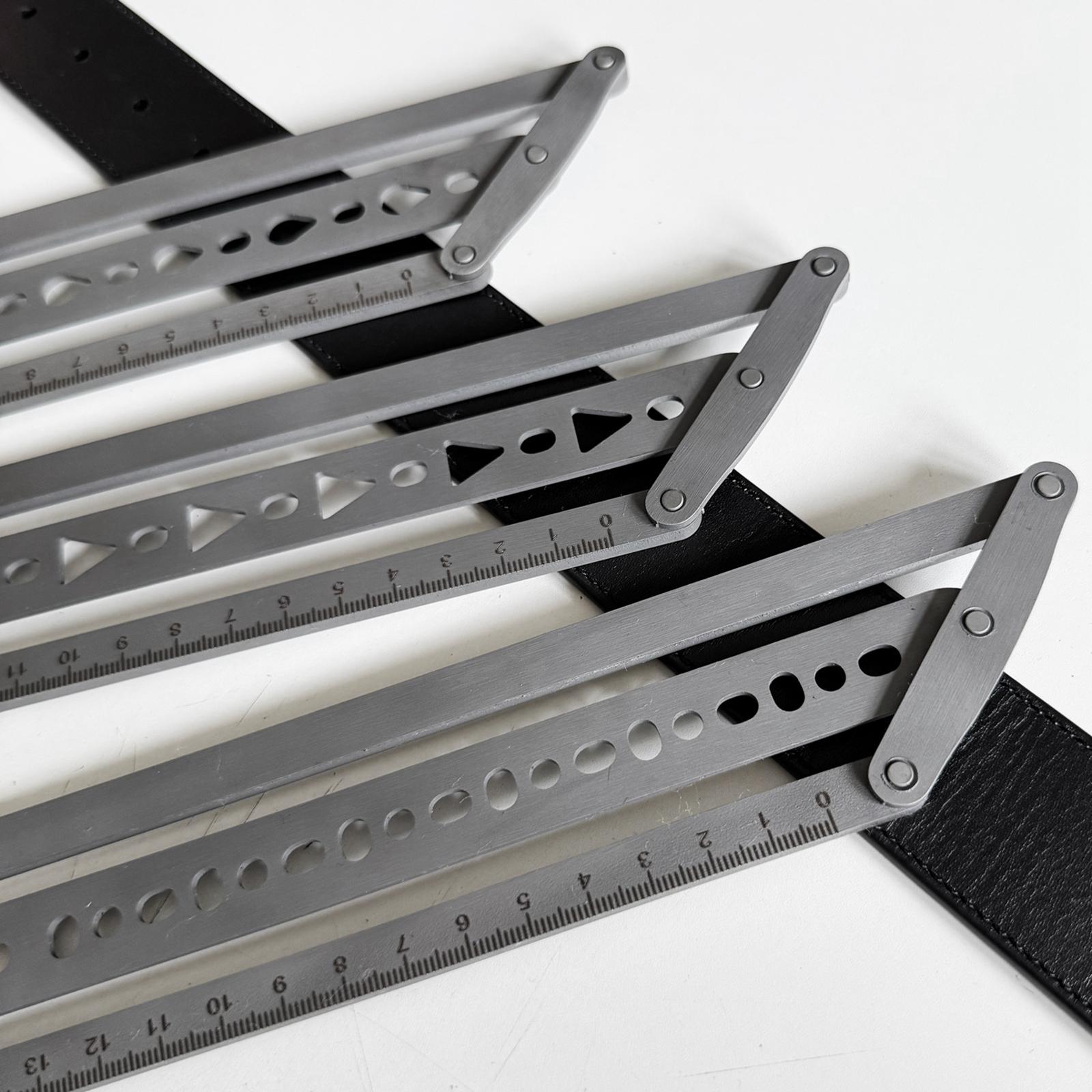 Leatherwork Ruler - アイアンベルト位置決め定規 調整可能なセンターステンシルツール DIYレザーワークやバッグの縁取り用