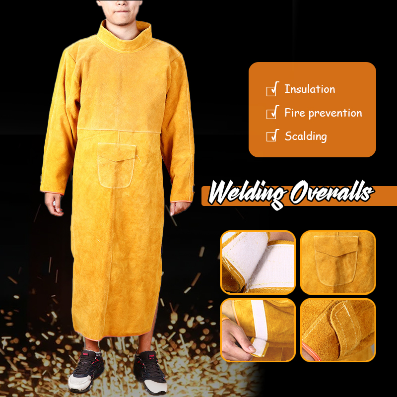 Leatherwork Apron - 溶接面,溶接保護カバー,牛革レザー,火傷防止,安全性,耐摩耗性