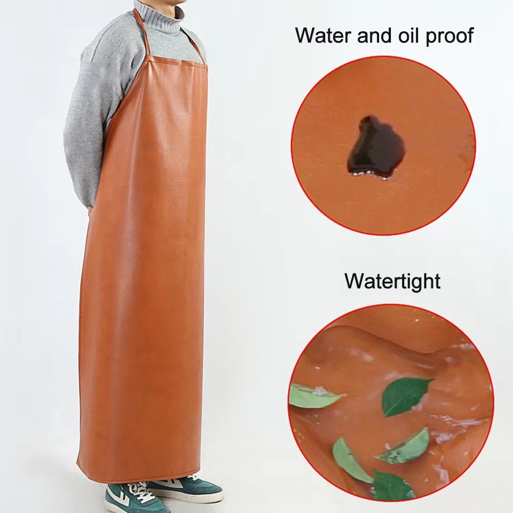 Leatherwork Apron - 厚みのある PU レザーエプロン 95/120 センチメートル耐油作業エプロン耐摩耗性抗火傷キッチンエプロン食品加工