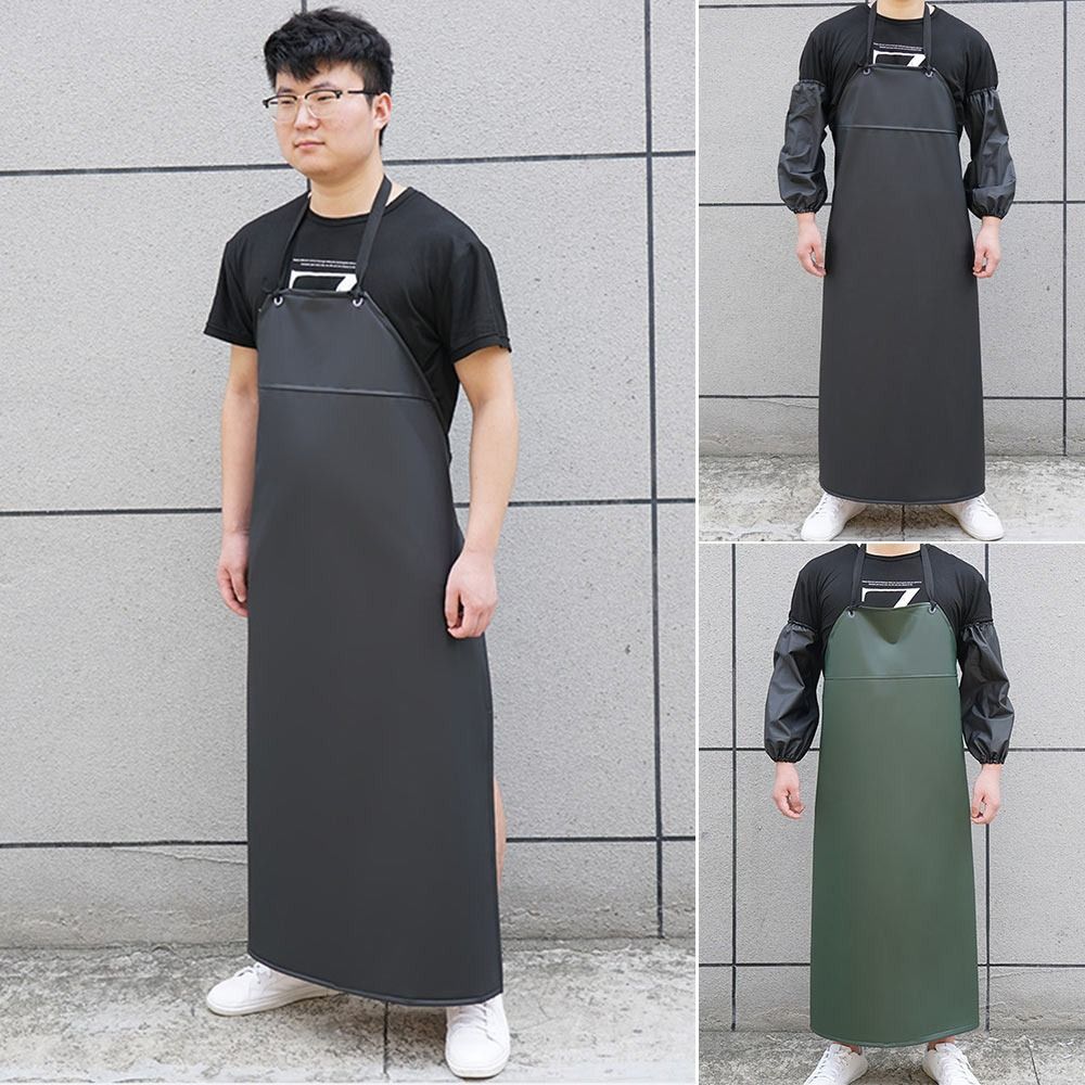Leatherwork Apron - 耐久性のあるPUレザーキッチンエプロン防水防油調理用シェフエプロン黒緑ワークエプロン家庭用