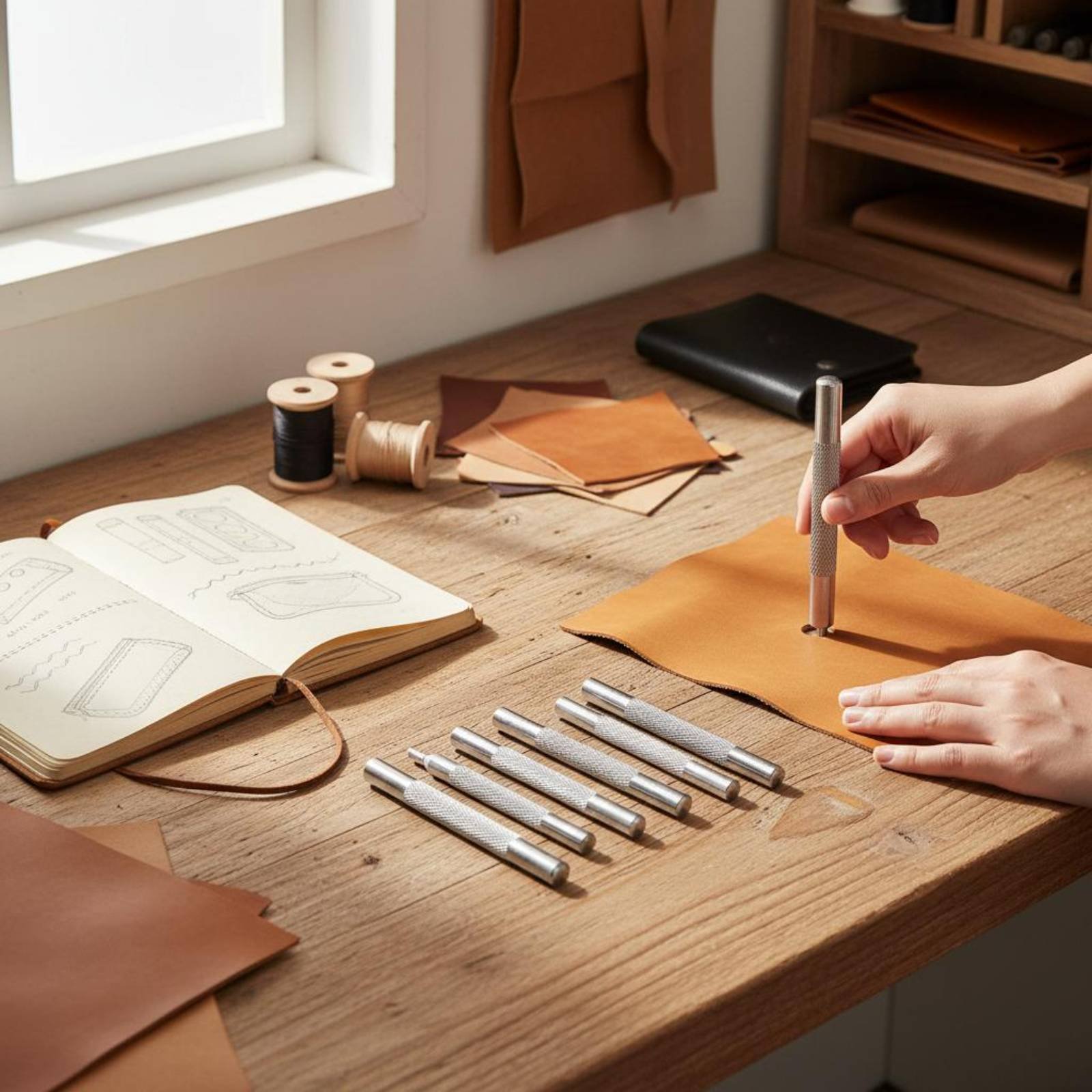 Leatherwork Rivet Setter - 11ピーススナップファスナーツールセット長持ちするスチールレザーリベットセッターツール革細工ツールさまざまなサイズのクラフトツール