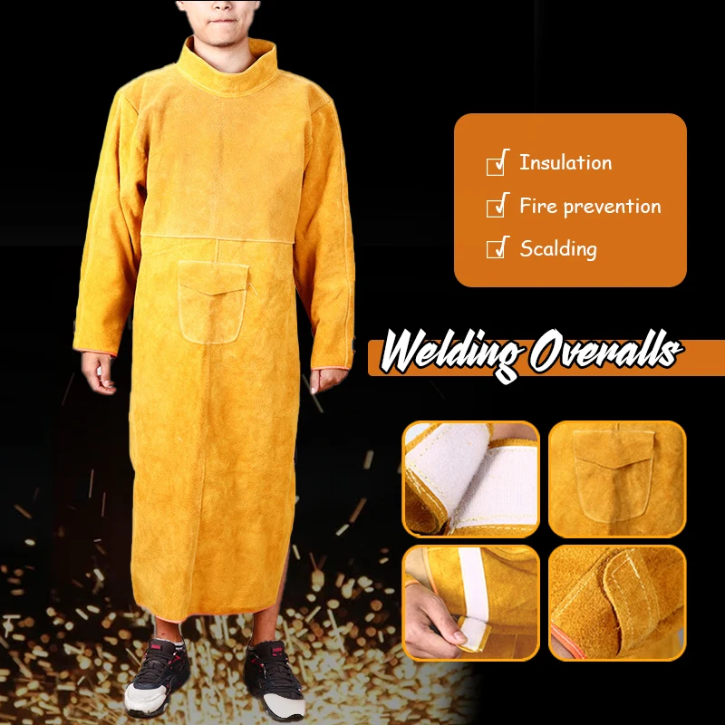 Leatherwork Apron - 牛革抗火傷作業安全エプロン溶接機エプロン溶接保護耐摩耗性溶接フットガード靴カバー