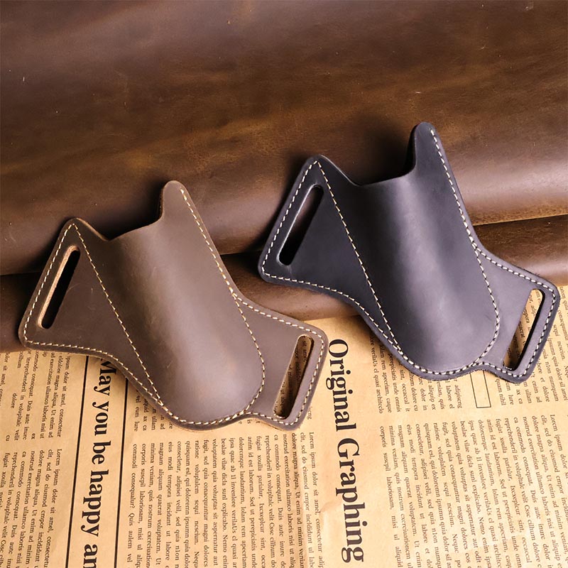 Leatherwork Knives - 手作りの革製ポケットスカバーベルト,折りたたみナイフなしのedc,日常のリラクゼーション,キャンプ,登山,1個