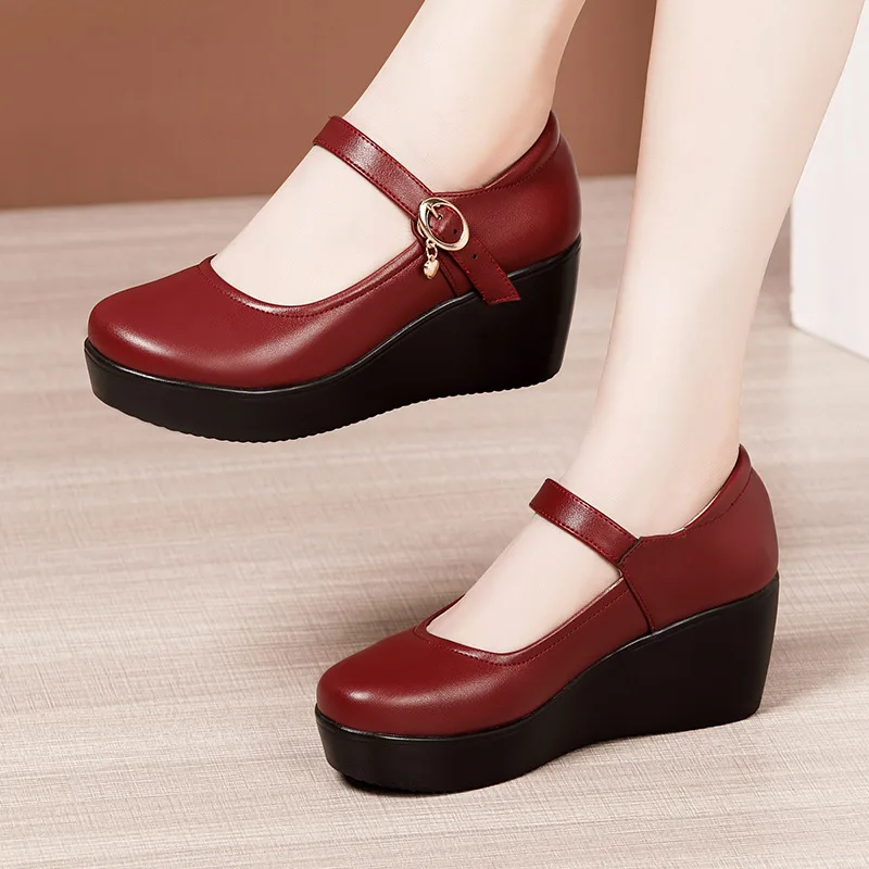 6cmヒール、小さめサイズ（32-43）、ヴィンテージ風、浅 - Leather Work Flats Women のレビューと価格