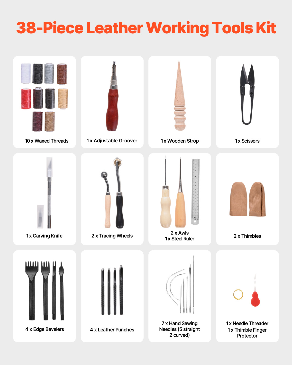 SucceBuy 38/59/61/72/92 個革作業ツー - Leatherwork Accessories のレビューと価格