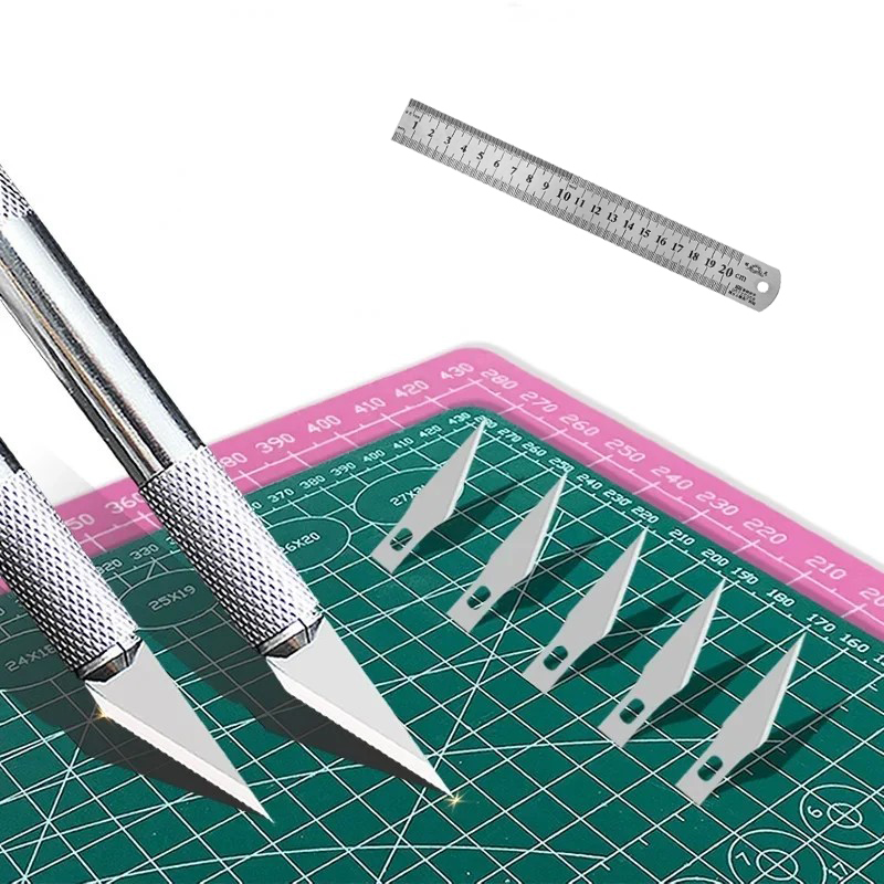 A3カッティングパッド彫刻ナイフ/定規セット PVCテーブル - Leatherwork Ruler のレビューと価格