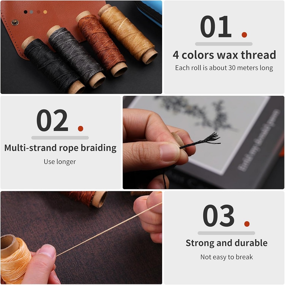 BUDDUR 革縫製ツールキット ワックス糸と針千枚通しプロ - Leatherwork Accessories のレビューと価格