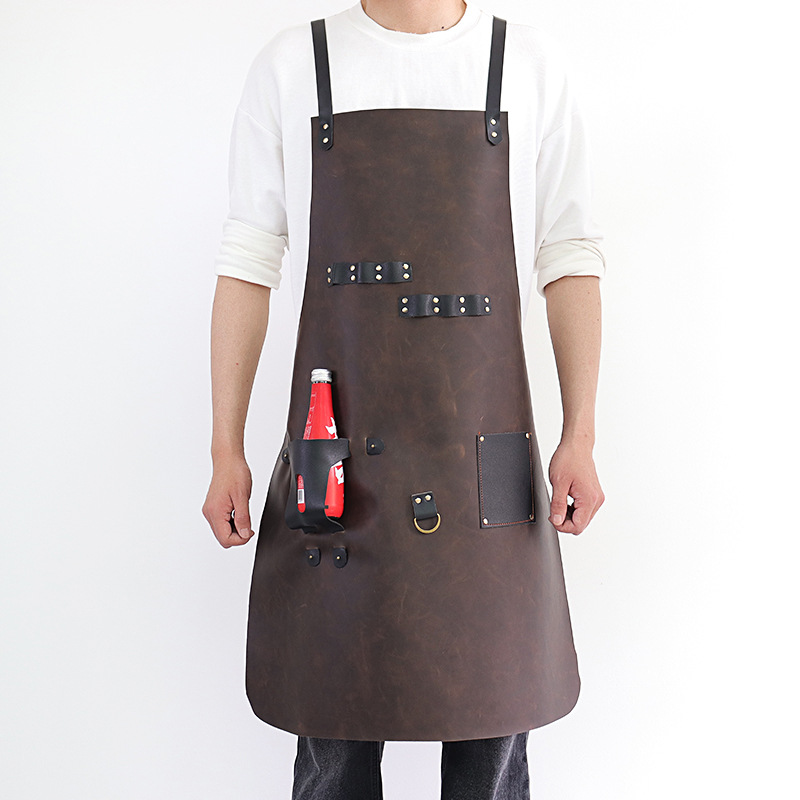 アウトドアPUレザーエプロン アウトドアBBQビールボトルカ - Leatherwork Apron のレビューと価格