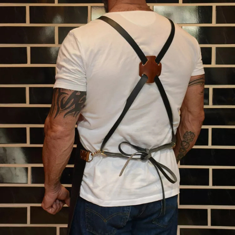 アウトドアPUレザーエプロン アウトドアBBQビールボトルカ - Leatherwork Apron のレビューと価格