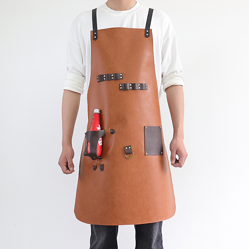 アウトドアPUレザーエプロン アウトドアBBQビールボトルカ - Leatherwork Apron のレビューと価格