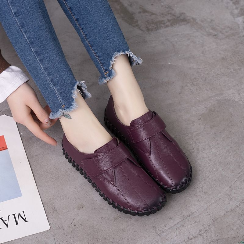 女性のための本革のバレエフラットシューズ,靴ひも,パッチワー - Leather Work Flats Women のレビューと価格