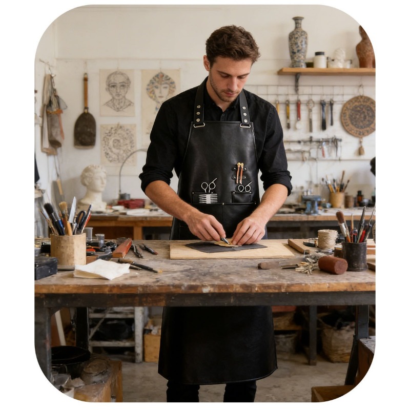 PUソフトレザーエプロン 理容師 バーベキュー ガーデニング - Leatherwork Apron のレビューと価格