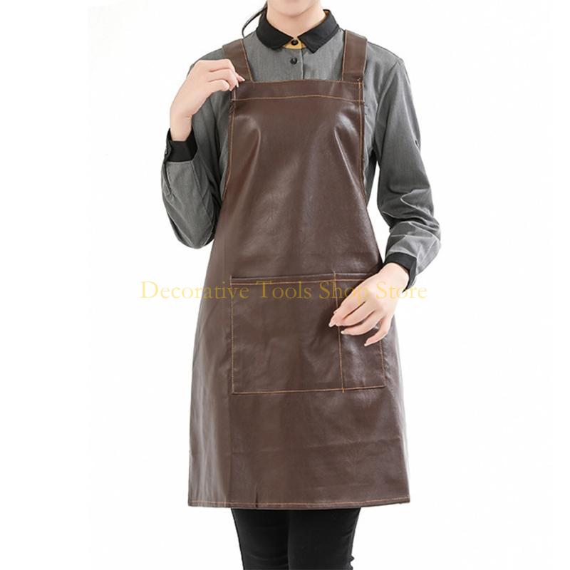 QX2E 人工皮革防水ワークエプロン ポケット付き ソリッド - Leatherwork Apron のレビューと価格