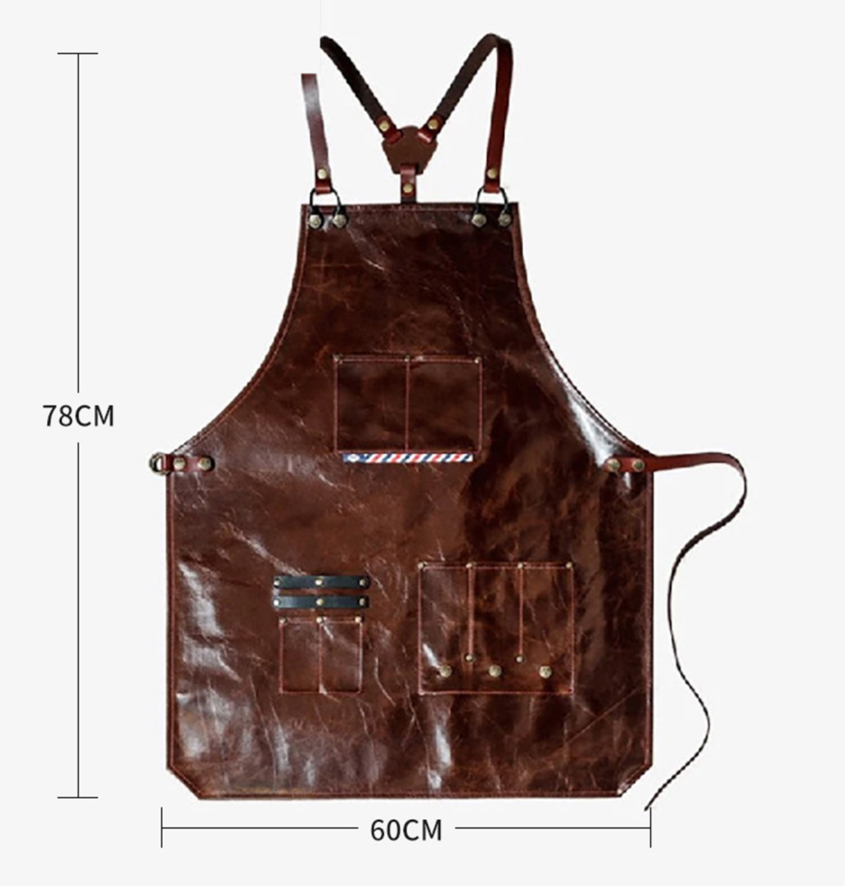 メンズレザーワークエプロン、マルチポケット付き、理髪店、コー - Leatherwork Apron のレビューと価格