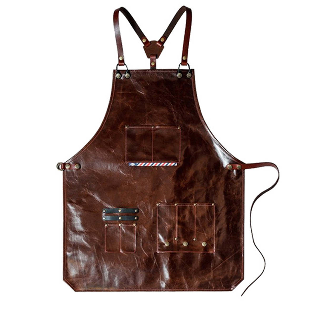 メンズレザーワークエプロン、マルチポケット付き、理髪店、コー - Leatherwork Apron のレビューと価格