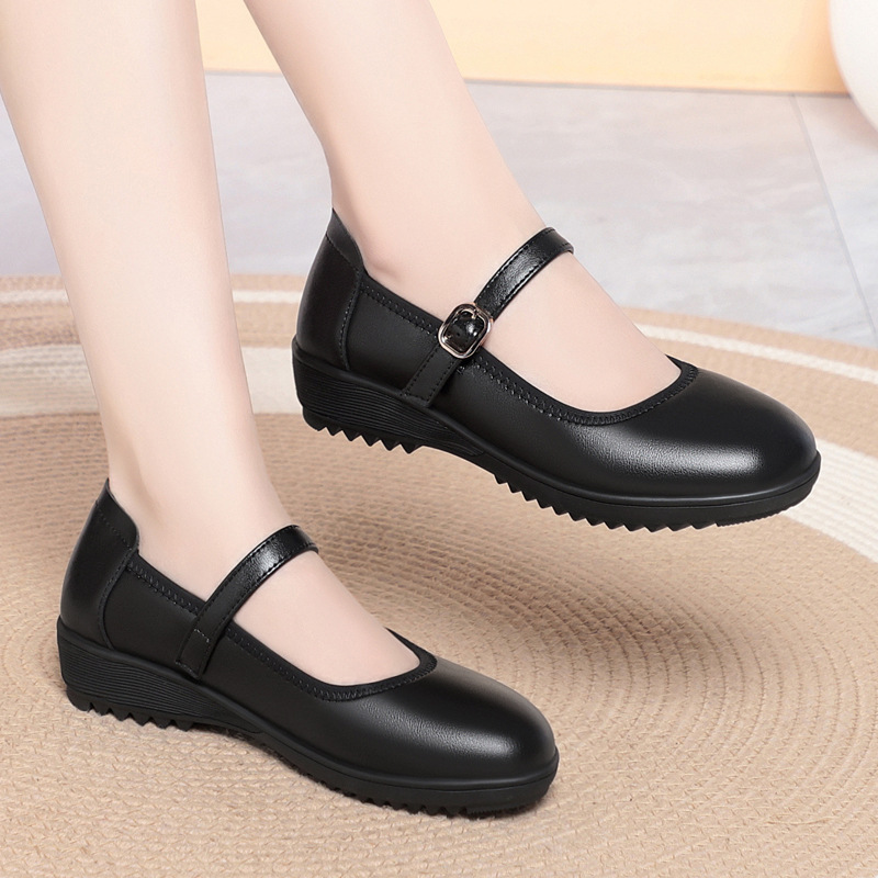 高品質の通気性のある快適な本革靴女性用フラットプラットフォー - Leather Work Flats Women のレビューと価格