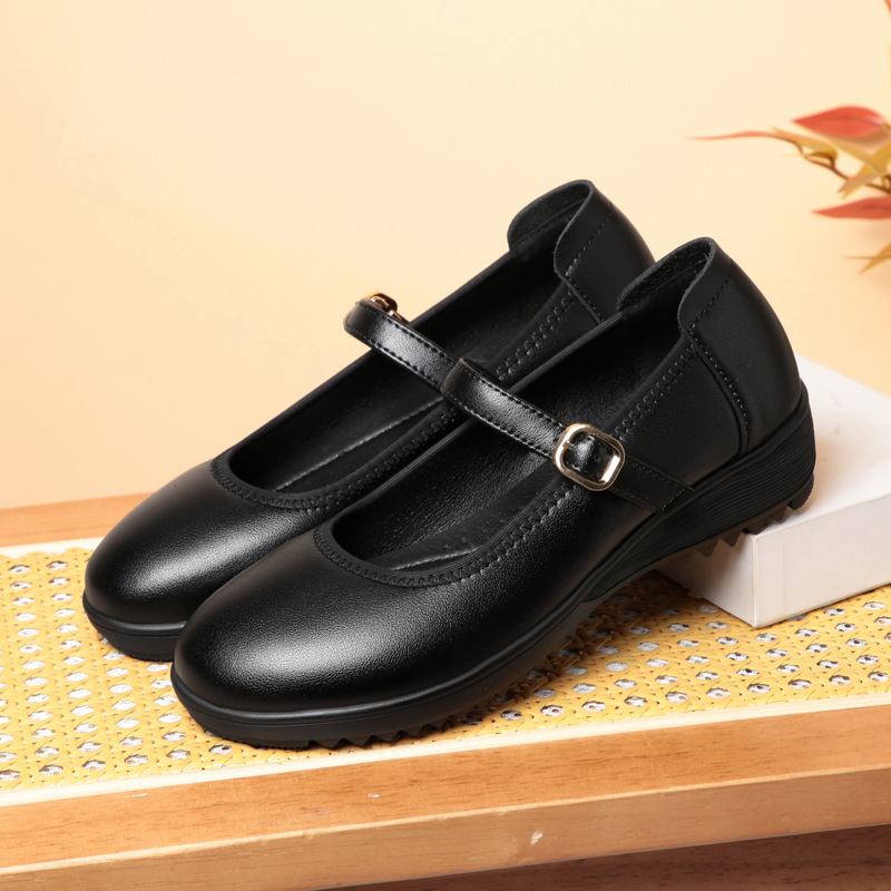 高品質の通気性のある快適な本革靴女性用フラットプラットフォー - Leather Work Flats Women のレビューと価格