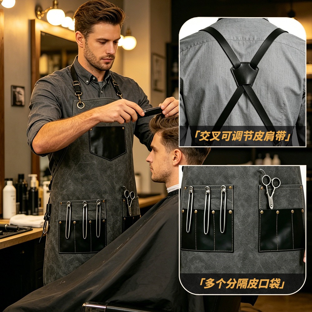 厚手のキャンバスエプロン レザー製マルチポケットワークウェア - Leatherwork Apron のレビューと価格