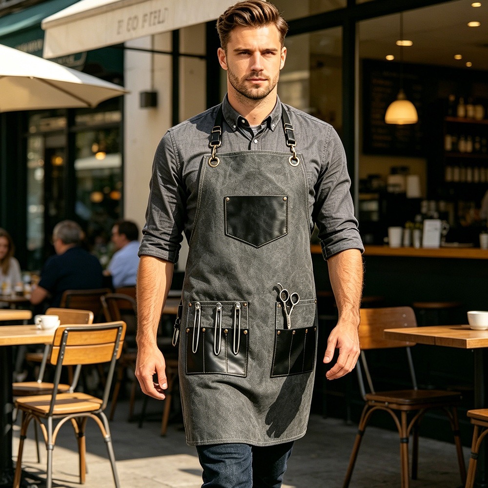 厚手のキャンバスエプロン レザー製マルチポケットワークウェア - Leatherwork Apron のレビューと価格