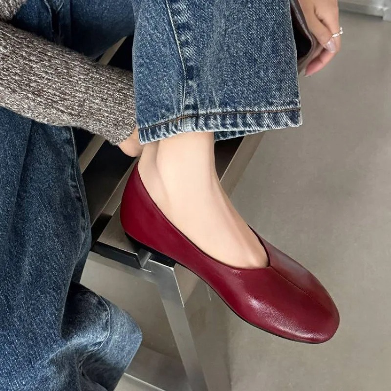 2026年春新作 レディース バーガンディ スリッポン フラ - Leather Work Flats Women のレビューと価格
