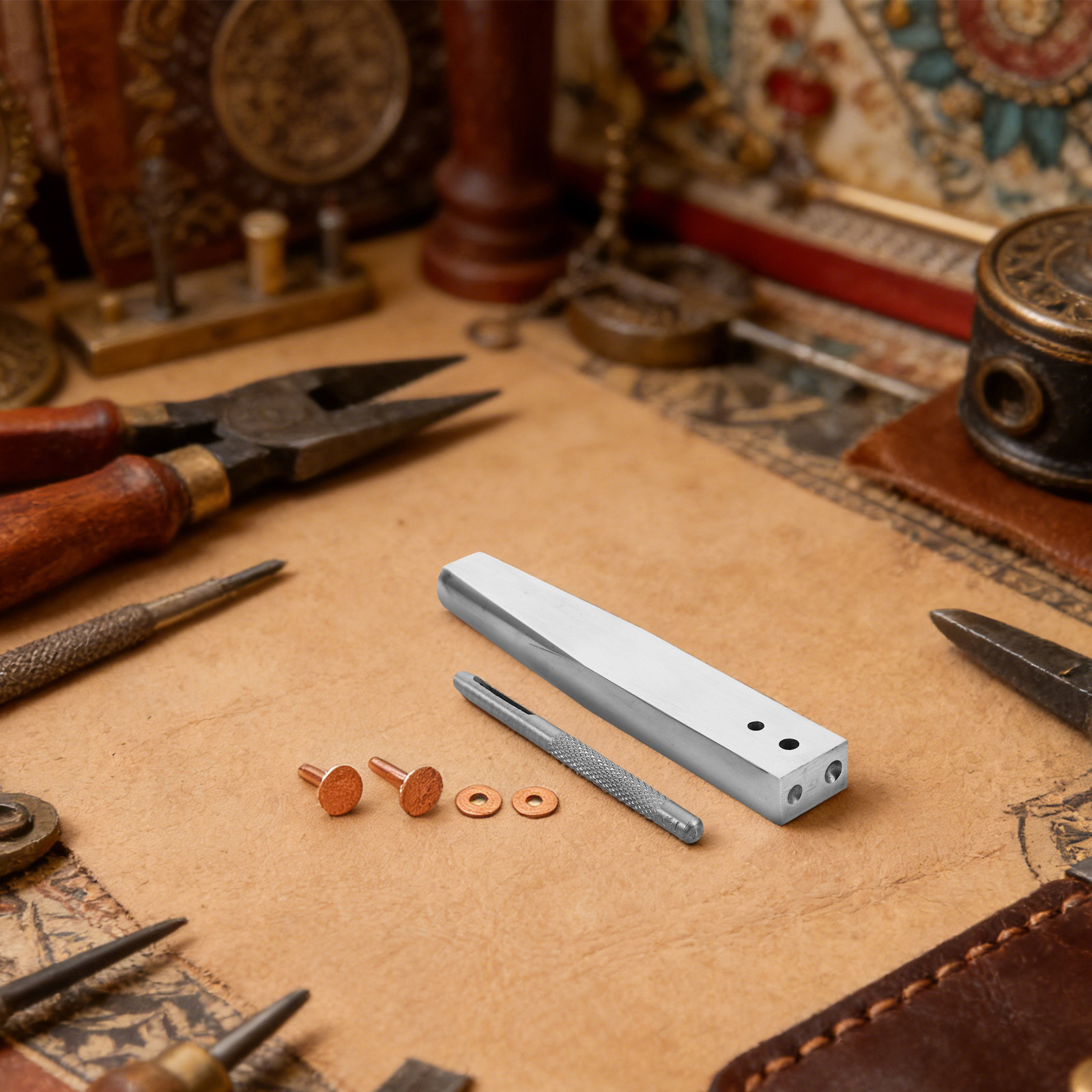 1セット銅製リベットツールキット、革細工用精密バリ取り器、リ - Leatherwork Rivet Setter のレビューと価格