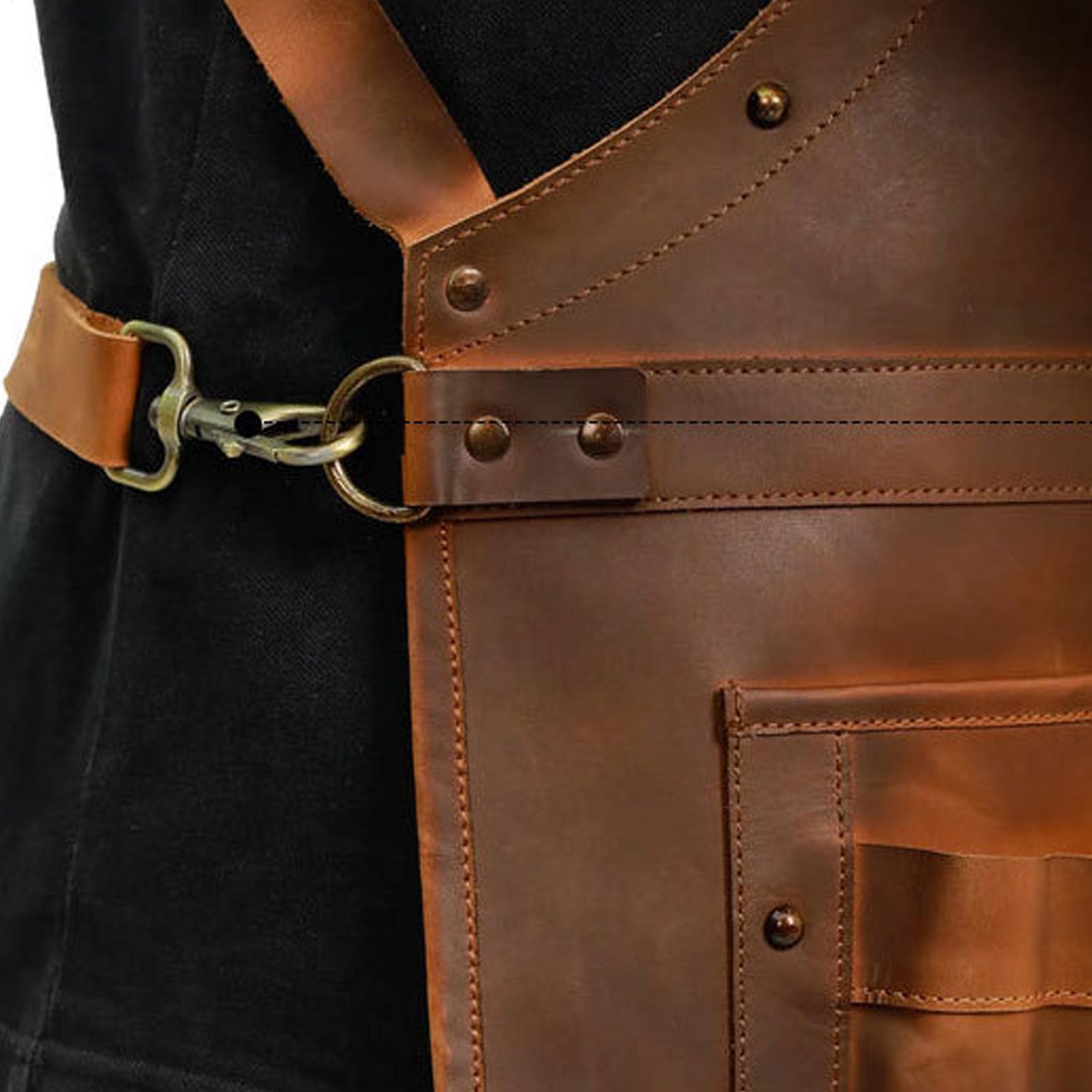 複数のポケット付きレザーエプロン 防水調整可能なストラップ  - Leatherwork Apron のレビューと価格