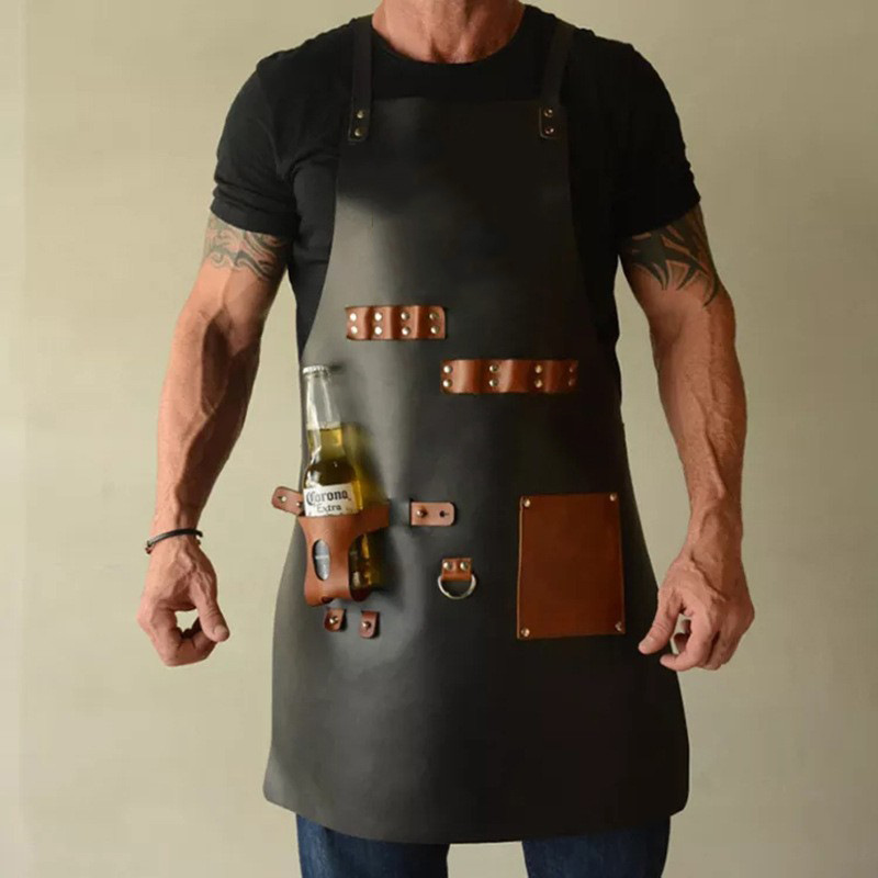 屋外 PU レザーエプロン屋外バーベキュービールボトルカバー - Leatherwork Apron のレビューと価格