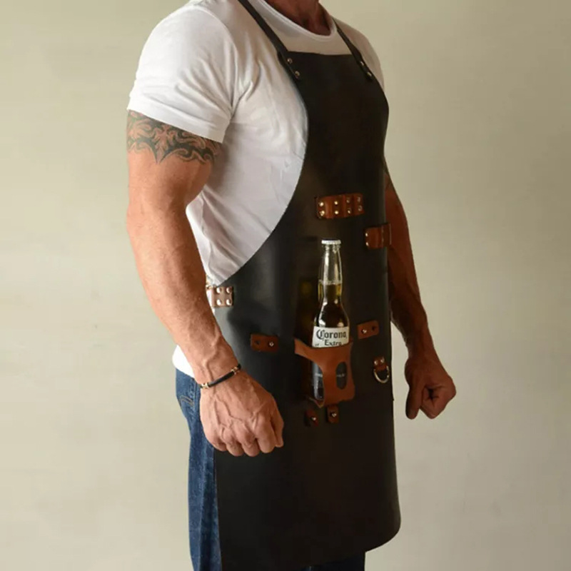屋外 PU レザーエプロン屋外バーベキュービールボトルカバー - Leatherwork Apron のレビューと価格