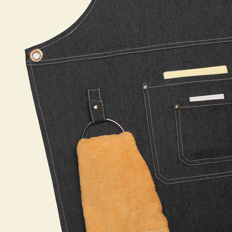 花柄PUレザーストラップ付きデニムワークエプロン、バリスタ、 - Leatherwork Apron のレビューと価格