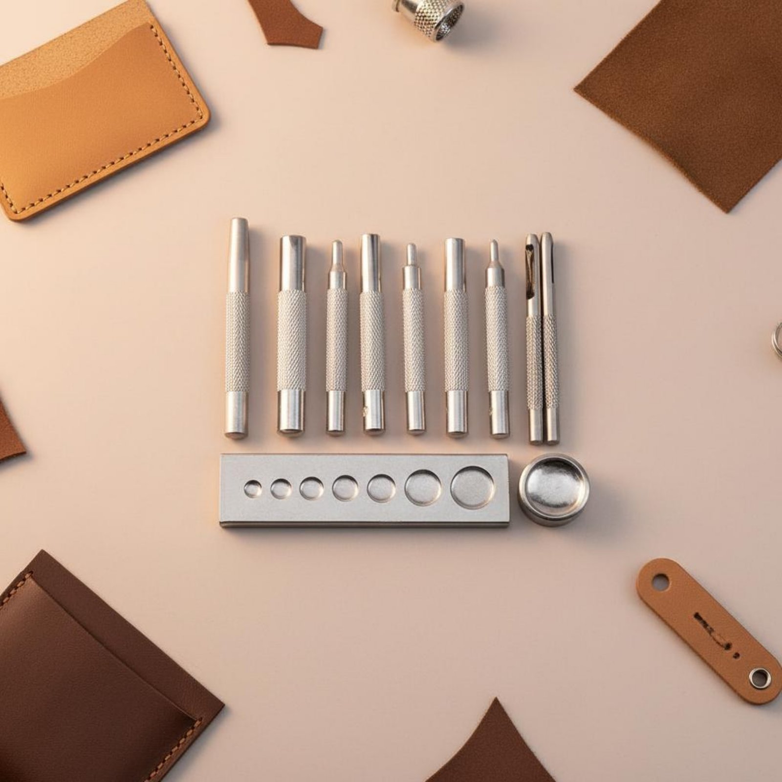 11ピーススナップファスナーツールセット長持ちするスチールレ - Leatherwork Rivet Setter のレビューと価格
