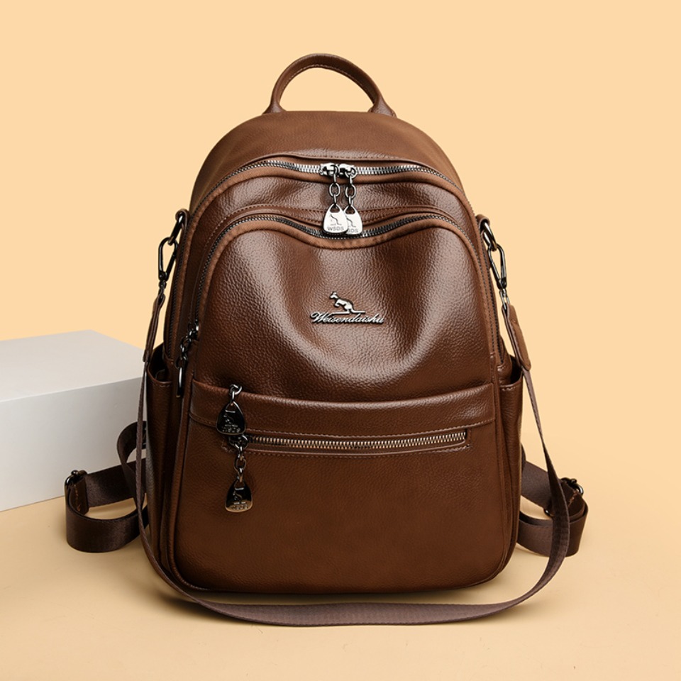小石模様のレザーテクスチャーバックパック 2WAY 変換可能 - Leather Work Womens Backpack のレビューと価格