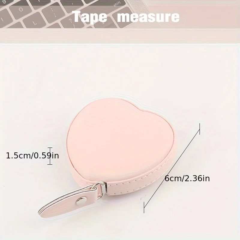 多機能PUレザー製ピンクのラブスモールテープメジャー1個 - - Leatherwork Ruler のレビューと価格