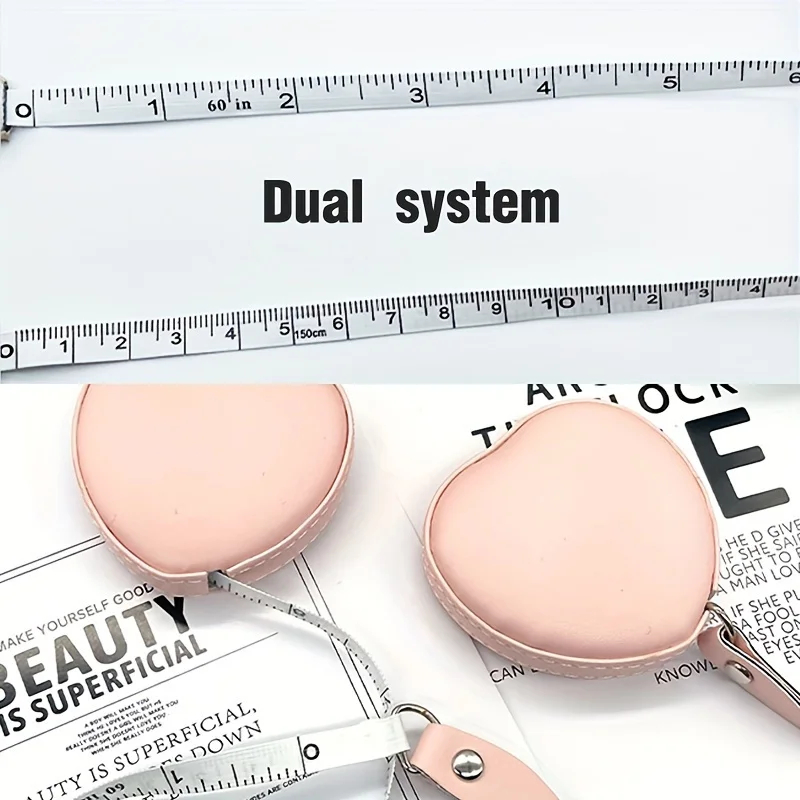 多機能PUレザー製ピンクのラブスモールテープメジャー1個 - - Leatherwork Ruler のレビューと価格