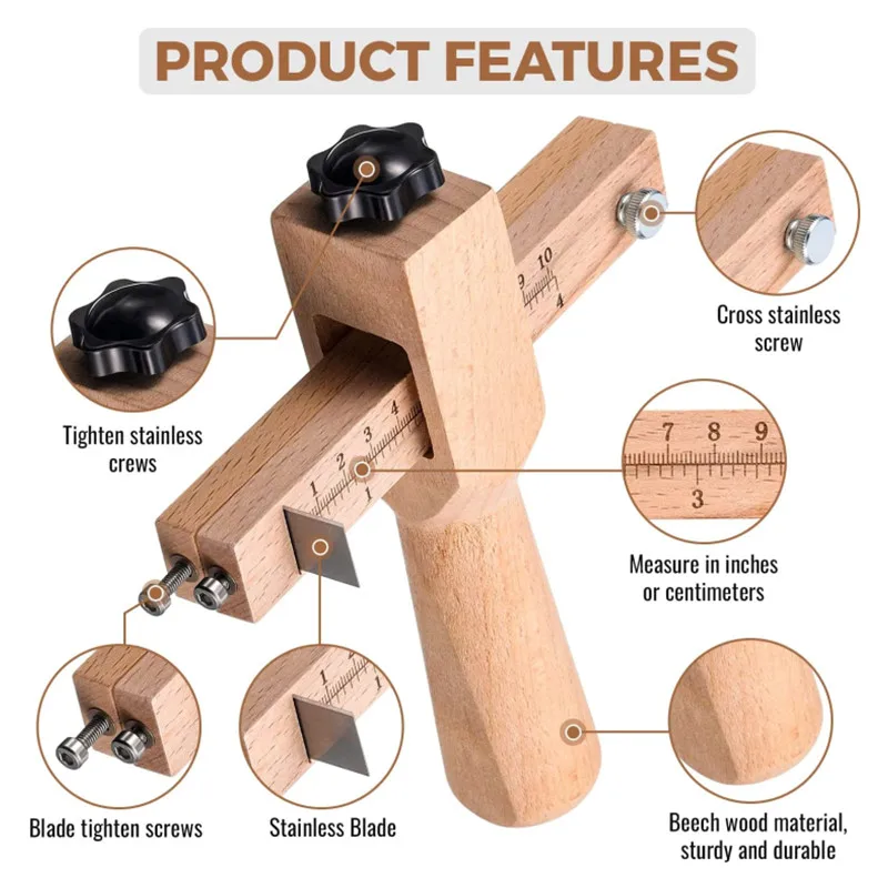 5ブレードの革と革のベルトカッター,調整可能なストラップ付き - Leatherwork Accessories のレビューと価格